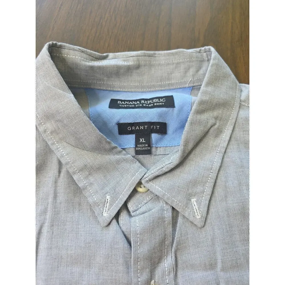 Banana Republic Shirt Mens XL Grant Fit‎ Blue Long Sleeve Button 100% Cotton